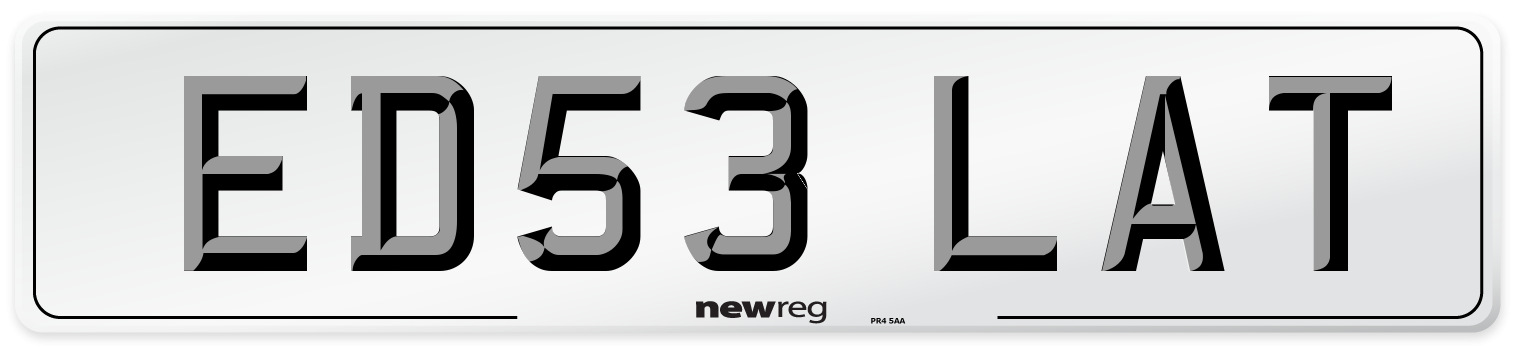ED53 LAT Number Plate from New Reg